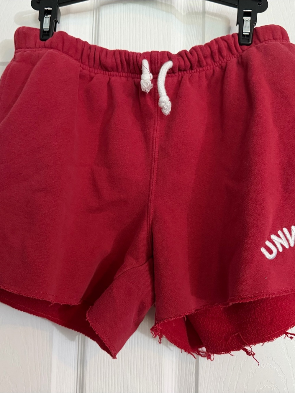 Women's Red Drawstring Athletic Shorts with Contrast Cord